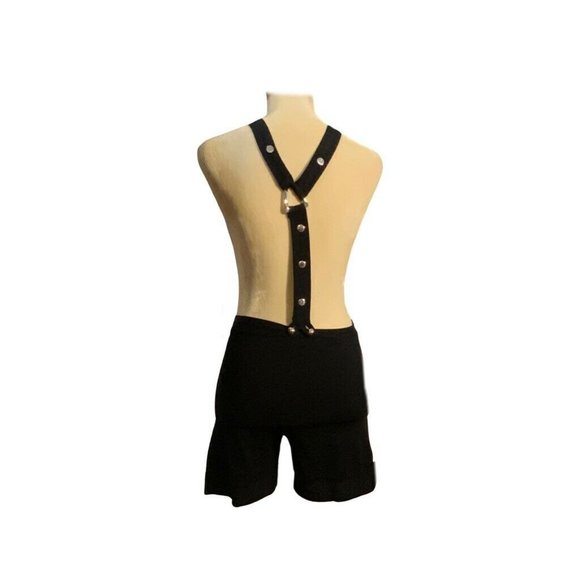 Women Shortalls Shorts Black Pockets Embellished 100% Cotton Pull Ons M Overalls - Picture 4 of 6